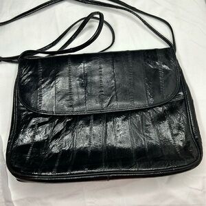 Black genuine eel skin Vintage handbag.